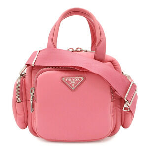 PRADA Triangle Handbag/Shoulder Bag, Nylon, BEGONIA Pink, 1BB061, Purchased a...